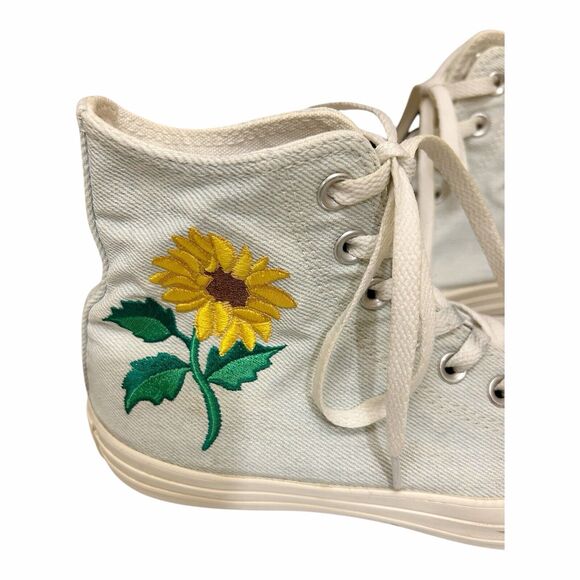 Converse Womens Denim Contrast Embroidered Sunflower High Top Tennis Shoe Sz 8.5 - Picture 7 of 9